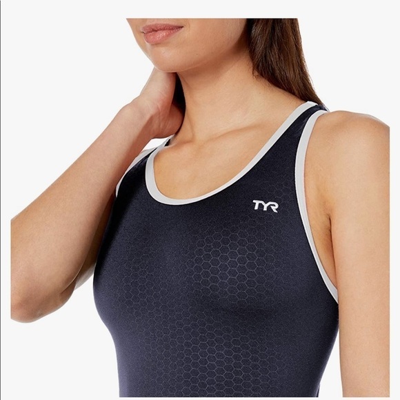 - TYR Hexa Maxfit  one piece swimsuit size 22 NWT Navy White - Picture 2 of 7